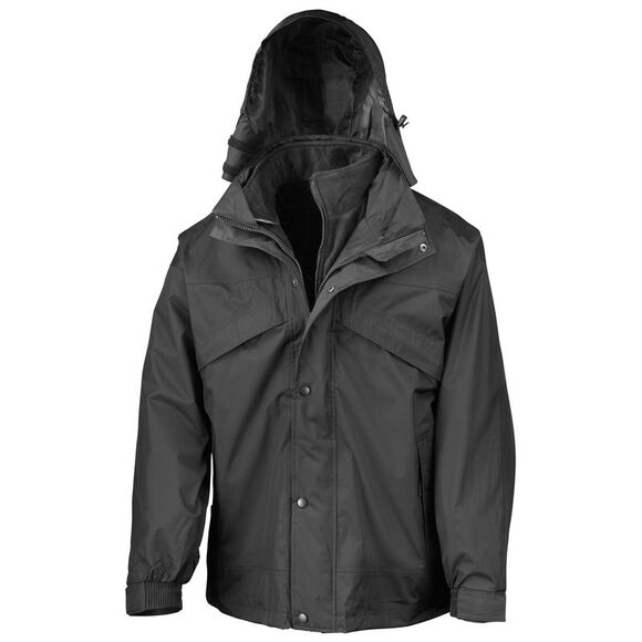 Result Mens 3 in 1 Zip and Clip StormDri Waterproof Windproof Jacket /Coat / Bla